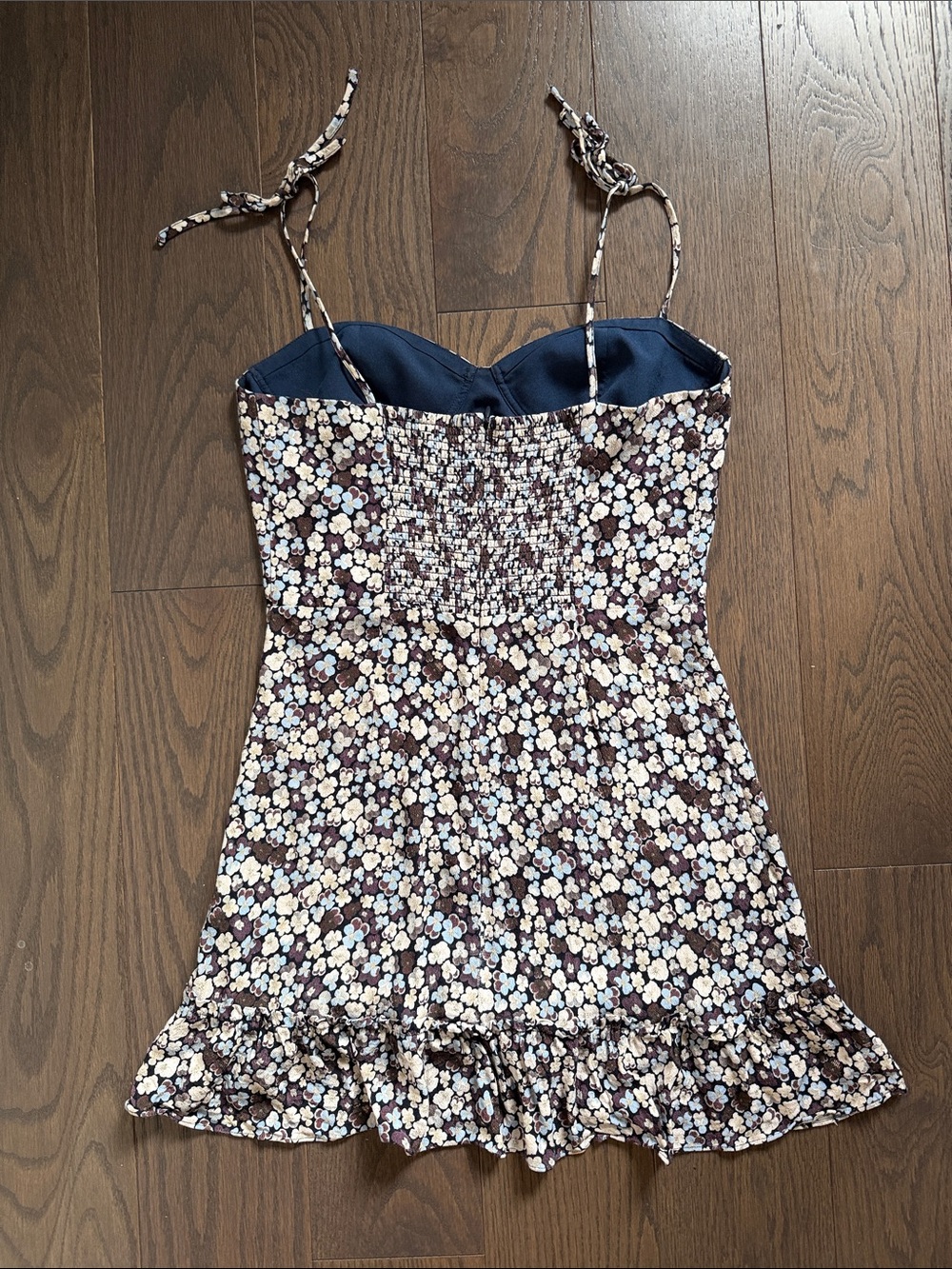 Sunday Best Navy Floral Tie-Shoulder Mini Dress - Picture 5 of 6